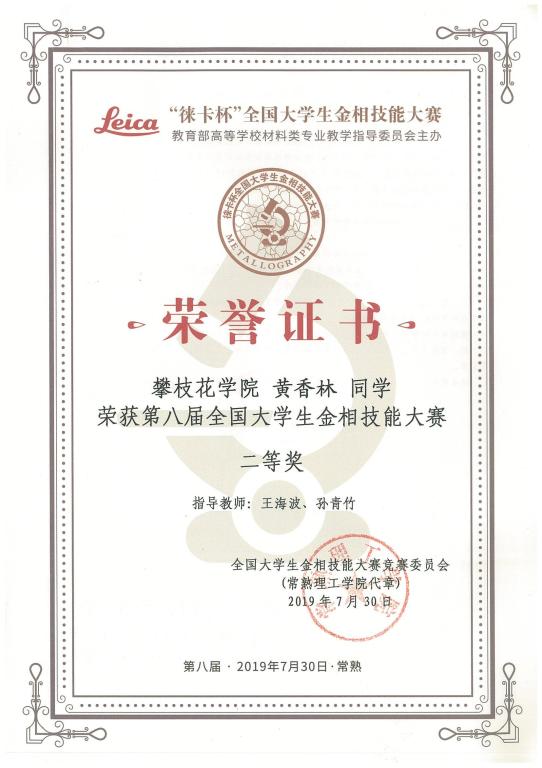 2019金相二等奖